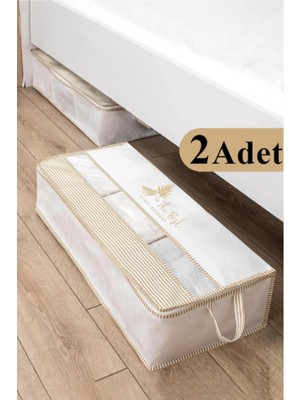 2 Adet Premium Baskılı Pencereli Baza Altı Düzenleyici Hurç 70X32X20 Baskılı Premium Özel Kumaş