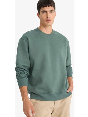 DeFacto Relax Fit Bisiklet Yaka Kalın İçi Yumuşak Tüylü Basic Düz Sweatshirt T5139AZ25AU