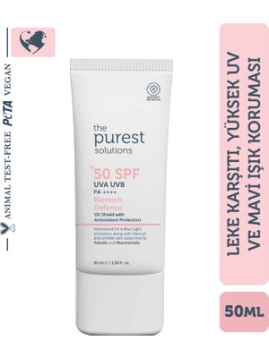 The Purest Solutions, Leke Karşıtı ve Cilt Tonu Eşitleyici Renkli Güneş Koruyucu Krem SPF 50, 50 ml