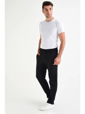 Erkek Siyah Eşofman Altı Dalgıç Kumaş AS-104