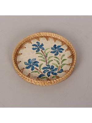 Mylamp Chara 21X2,5CM Sedefli Rattan Tepsi & Duvar Dekoru