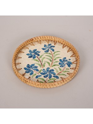 Mylamp Chara 23X2,5 cm Sedefli Rattan Tepsi & Duvar Dekoru