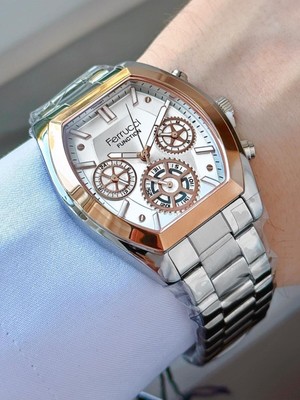 Erkek Gümüş Rose Fonksiyonları Aktif Geometrik Kasa,metal Kordon Kol Saati