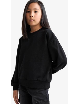 Defacto  Siyah Kız Çocuk Sweatshirt E6473A8/BK81