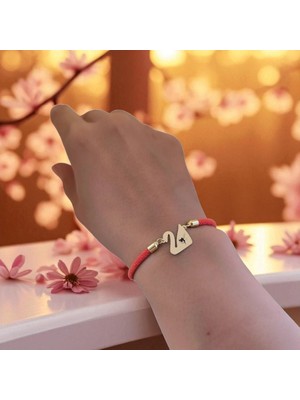 Altın Plakalı 14 Ayar Melek Temalı Turuncu Örgülü Kuğu Kuşu Figürlü Hediye BILEKLIK-608SEMBOL