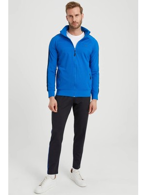 Erkek Saks Eşofman Takımı Dalgıç Kumaş Yanları Şeritli AS-300