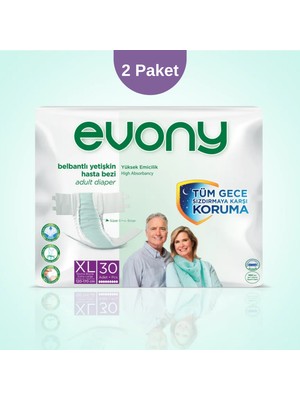 Evony Belbantlı Hasta Bezi Xl Beden – 2 Paket (Toplam 60 Adet)