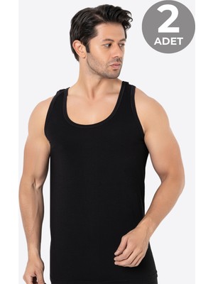Erkek Siyah Bambu Atlet 2'li Paket Yumuşak Esnek Ince Kumaş Nefes Alan Atlet