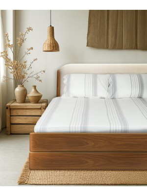 Cotton Collection Tek Kişilik Çizgili Çarşaf Seti Mistray