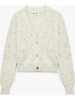 Simli Düğmeli Uzun Kollu V Yaka Triko Hırka