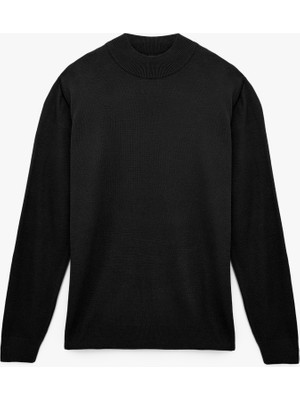 Uzun Kollu Regular Fit Dik Yaka Basic Triko Kazak