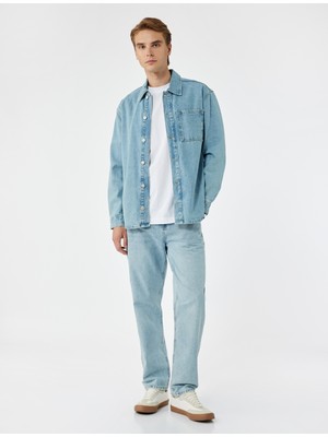 Normal Bel Pamuklu Vintage Straight Fit Jean Pantolon