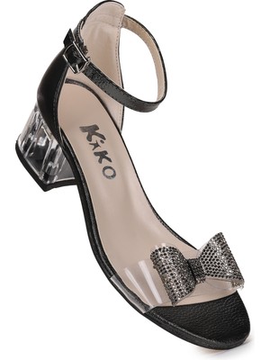  Tire Vakko Kız Çocuk 4 cm Şeffaf Topuklu Sandalet Abiye Ayakkabı