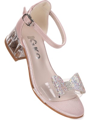 Tire Vakko Kız Çocuk 4 cm Şeffaf Topuklu Sandalet Abiye Ayakkabı