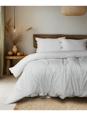 Cotton Collection Tek Kişilik Çizgili Nevresim Seti Reveboheme