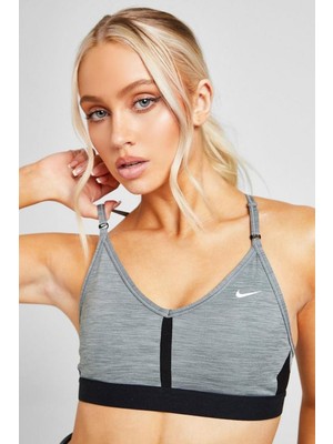 Nike Dri Fit Indy V Neck Light Support Womens Bra Black Kadın Sporcu Sütyeni Gri