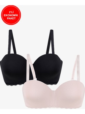 Koza İç Giyim 2'Lİ PAKET - Kadın Dolgusuz Mikro Straplez Sütyen