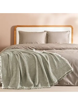 %100 Pamuk Müslin Yatak Örtüsü 160X240 cm Gri - Glen Serisi