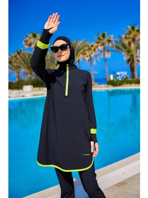 Marina Tam Kapalı Performans Mayo 4XL - Su Tahliyeli, Hakim Yakalı, Parmak Geçmeli, Polyester Düz Renk