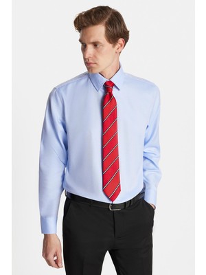 Regular Fit Mavi Non-Iron %100 Pamuk Doğa Dostu Ekoteks Belgeli Ütü Gerektirmez Gömlek