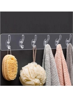 'li Kendinden Yapışkanlı Güçlü Şeffaf Askılık - Kapı Arkası Mutfak Duvar Banyo