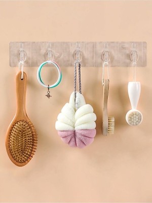 5'li Şeffaf Süper Yapışkan Askı Banyo, Mutfak Düzenleyici Askı