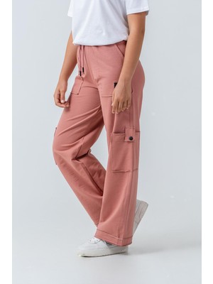 Kız Çocuk Bol Paça Cepli Rahat Kesim Penye Eşofman Altı