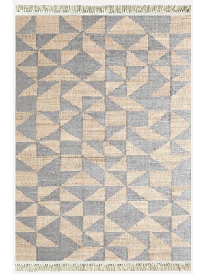 Cotton Kilim 34 Jut Efekli Modern Desenli Dekoratif Yıkanabilen Dokuma Taban Kilim