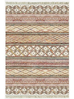 Cotton Kilim 63 Multu Iskandinav Motifler Modern Dekoratif Saçaklı Yıkanabilen Dokuma Kilim