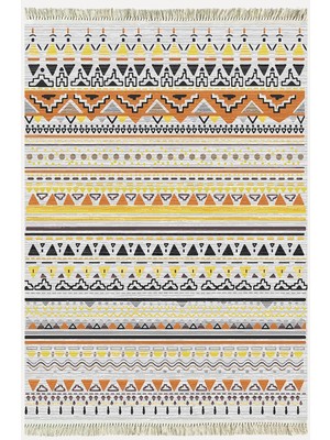 Cotton Kilim 58 Soft Renklerde Şerit Desenli Dekoratif Yıkanabilen Dokuma Taban Kilim
