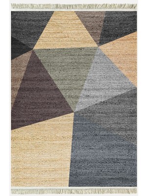 Cotton Kilim 27 Çok Renkli Geleneksel Motif Çizgili Desenli Dekoratif Yıkanabilen Dokuma Taban Kilim