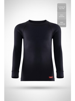 Blackspade Çocuk Uzun Siyah Kollu Termal Atlet 2. Level – Kışlık Isı Koruyucu Içlik New