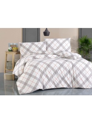 Cotton Collection Ranforce Çift Kişilik Nevresim Seti Grey Red