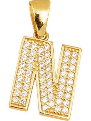 N Harfi 14 Ayar Altın Kolye Ucu