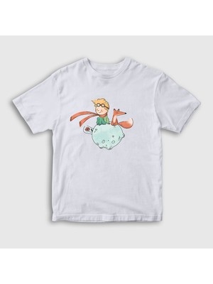 Presmono Unisex Çocuk Beyaz Fox Le Petit Prince Küçük Prens T-Shirt