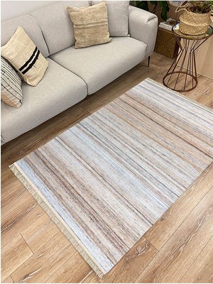 Cotton Serisi Multy Tonlarında Mermer Görünümlü Eskitme Desenli Dekoratif Dokuma Taban Kilim
