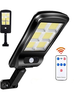 128 LED Solar Bahçe Sokak Lambası 1 Adet Hareket Sensörlü Kumandalı 3 Modlu Güneş Enerjili Büyük Boy
