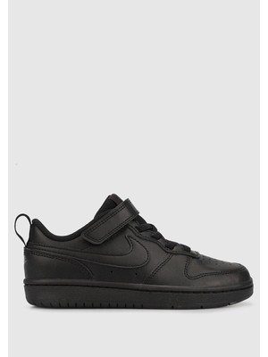 Nike Court Borough Low 2 Leather Sneaker Hakiki Deri Lastik Ipli Bantlı Unisex Spor Ayakkabı Siyah