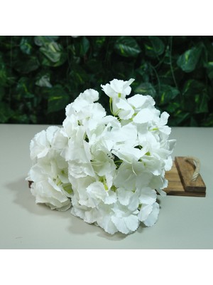 5 Dal Ortanca Beyaz 48 cm Gerçek Dokulu Yapay Ortanca