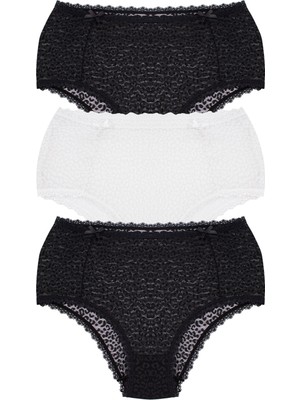Öts Kadın Külot 3'lü Dantelli Yüksek Bel (%96 Pamuk - %4 Elastan)