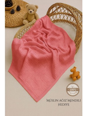 Fulya Tuhafiye Ftbabycollection  Pamuk 4 Katlı Müslin Bebek Battaniyesi Gül Kurusu Oeko- Tex Sertifikalı Müslin Örtü 100x110 cm