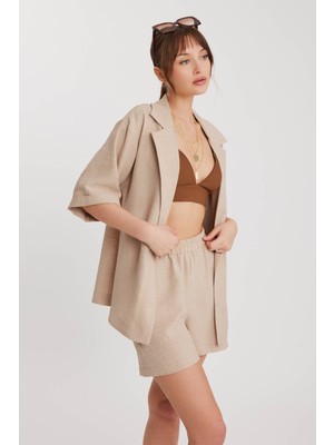 Vitrin Uzun Yaka Detaylı Düşük Omuz Ceket