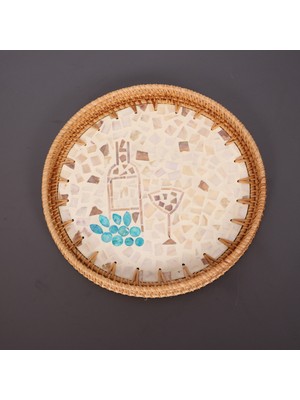 Mylamp Anita 30 X3 cm Sedefli Rattan Tepsi & Duvar Dekoru