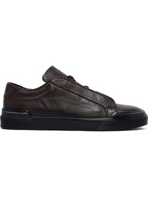 Erkek Kahverengi Bağcıklı Deri Sneaker 25WFD6211FT
