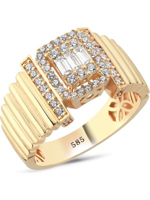 14 Ayar Altın Taşlı Baget Yüzük