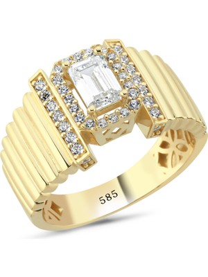 14 Ayar Altın Taşlı Baget Yüzük