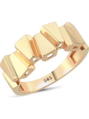 14 Ayar Altın Üçgen Desen Yüzük