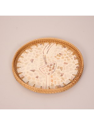 Mylamp Anita 30 X3 cm Sedefli Rattan Tepsi & Duvar Dekoru