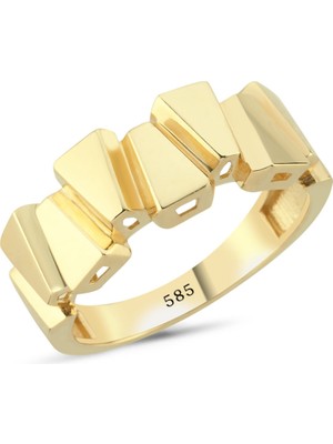 14 Ayar Altın Üçgen Desen Yüzük