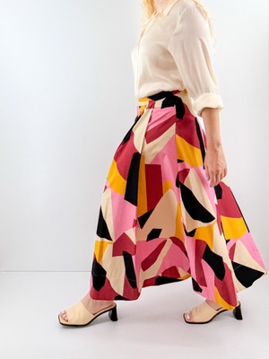 Geometrik Desen Maxi Poplin Etek